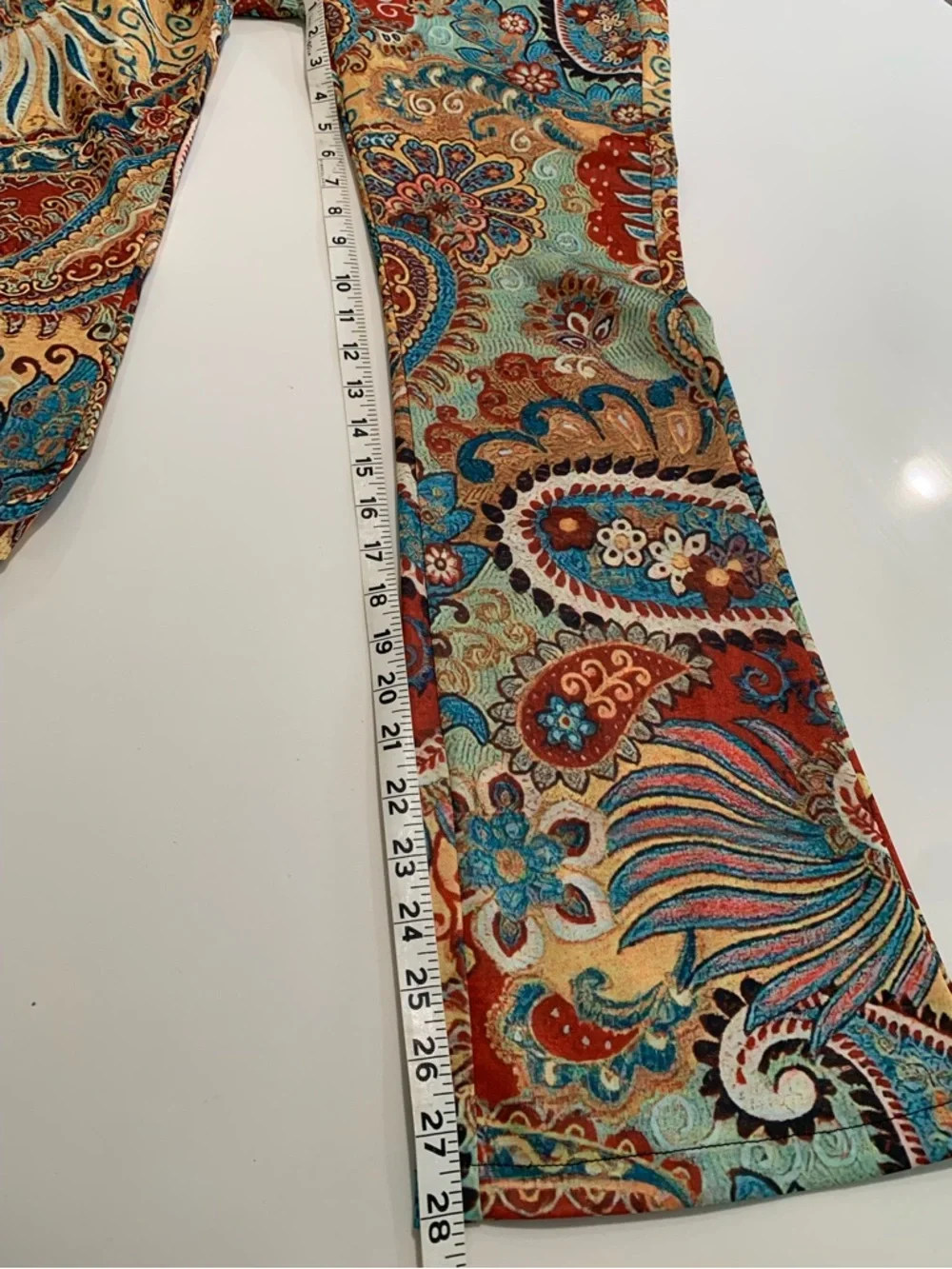 High-waisted Paisley Flare Retro Boho Festival Pants, Vintage inspired Coachella - Picture 7 of 10